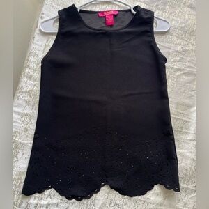 Catherines Black Laser-Cut Hem Tank Top